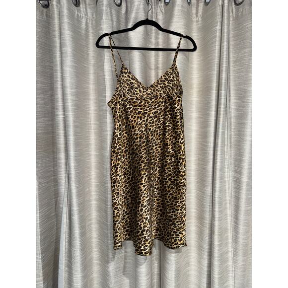 Vintage Gillian O'malley Cheetah Leopard Print Satin Slip Dress Medium - Picture 5 of 5